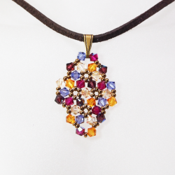 Pendant 45cm - Malvina Rhombus S-Chocolate Suedine - Pendant 45cm - Laiton bronze